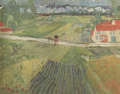 Vincent Van Gogh Landscape wiith Carriage and Train in the Background (nn04)